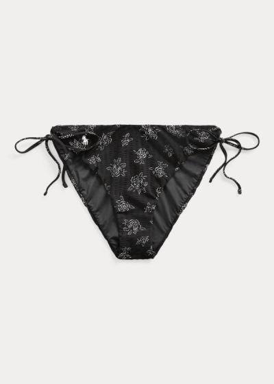 Fondo de Bikini Polo Ralph Lauren Mujer Negros - Floral Side-Tie - RBIHM2531